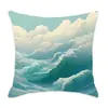 2024 nueva funda de almohada abstracta de montaña cian para cojín de cintura, sofá, mesita de noche, decoración del hogar, funda de cojín, venta al por mayor