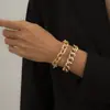 Conjunto de Pulseiras Punk Geométricas de Corrente Grossa de Camada Dupla Europeu e Americano Transfronteiriço Hip-hop Tendência Cool Pulseira de Corrente de Metal de Alumínio