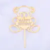 Decoración para pastel de acrílico feliz cumpleaños enchufe Dorado Plateado Adornos cuadrados para decoración de coche feliz cumpleaños