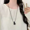 Colar pingente anel gota d'água oco longo para mulheres, corrente de suéter de luxo leve de nicho de alta qualidade com acessório de cordão preto ajustável