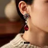 Pendientes Colgantes de Flor Hueca con Circonita Aguja de Plata Pendientes de Lujo Vintage Pendientes Estilo Palacio Retro para Mujer