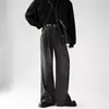 Pantalones Largos Grises Rotos Retro Sueltos Rectos de Estilo Ins Coreano para Hombre con Caída de Pierna Ancha Hasta el Suelo Jeans