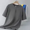 Camiseta de Seda de Leite Moída Dupla 140g Transfronteiriça Verão Americana Solta Básica Cor Pura Manga Curta Mesmo Estilo para Homens e Mulheres Amigável à Pele e Macia