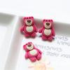 Accesorios de resina con forma de oso de fresa roja y rosa de dibujos animados, funda para teléfono móvil, accesorios para el cabello, caja de almacenamiento de material de bricolaje, accesorios