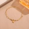 Moda europea y americana simple clip dorado pulsera de acero de titanio colgante de marca cuadrada para mujer joyería versátil que no se desvanece moda ins