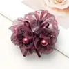 Elástico de Cabelo de Rede de Camada Dupla de Alta Qualidade, Scrunchie de Seda, Flor de Cabeça, Elástico para Rabo de Cavalo, Acessórios de Cabelo Elegantes para Adultos