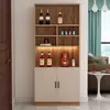 Armario para Vino para Uso Doméstico, Mueble Pantalla Divisoria para Sala de Estar, Vitrina, Aparador, Armario Alto de Almacenamiento, Mueble de Entrada, Gris Crema