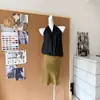 Regras Minimalistas: Saia de Seda de Amônia de Cobre, Saia Fluida, Saia de Cetim Cauda de Peixe, Saia Midi Emagrecedora e Elegante Estilo Old Money
