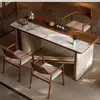 Conjunto de Mesa de Chá e Cadeiras de Luxo Leve para Escritório, Mesa de Chá de Madeira Maciça de Alta Qualidade, Mesa Minimalista Moderna para Preparo de Chá com Chaleira Integrada para Uso Doméstico