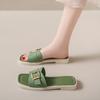 Pantuflas planas para mujer 2025 Moda Pantuflas de mujer Verano para exterior Playa Hebilla cuadrada Plano Casual Pantuflas de mujer