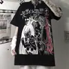Nuevos Productos Europeos y Americanos 2025 Estilo Gótico Europeo y Americano Top de Diablo Manga Corta Casual Top de una Pieza Algodón Negro Cuello Redondo