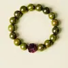 Pulsera Natural de Sándalo Verde para Hombres, Cuentas de Meditación, Año del Caballo, Doce Signos del Zodíaco, Pulsera de Palo de Rosa, Regalo de Año Nuevo