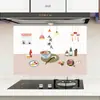 Nova Cozinha Doméstica Adesivos à prova de óleo impermeável de alta temperatura Fogão adesivos de parede Cartoon folha de alumínio autoadesivo adesivos Atacado