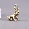 Latón Puro Conejo de Orejas Largas Conejo del Zodiaco Vintage Sólido Estilo Antiguo Decorativo Llavero para Coche Colgante Accesorio