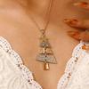 Collar de Cadena de Clavícula de Doble Capa para Fiesta de Navidad Transfronteriza Europea y Americana, Aleación, Alce, Campana, Collar para Mujer, Árbol de Navidad, Accesorios de Otoño e Invierno