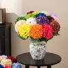 126 Peças de Flores Artificiais de Hortênsia, Buquês Feitos à Mão para Casamentos, Flores de Seda, Flores Decorativas Artificiais, Arranjos de Casamento, Arranjos de Flores de Chão