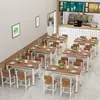 Mesa de jantar retangular comercial para refeitórios, moderna e simples, conjunto de mesa e cadeira para lanchonete de fast food, restaurante, lanchonete