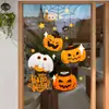 Pegatinas Estáticas de Calabaza y Fantasma Lindas de Halloween para Vidrio de Tiendas y Puertas, Calcomanías sin Adhesivo para Ambiente Festivo
