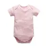 Mameluco liso de algodón puro clase A para bebé, de manga corta, enterizo delgado para recién nacidos, ropa de casa para bebé para aire acondicionado, venta al por mayor