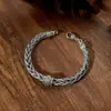 Pulsera Cuadrada Trenzada a Mano Vintage de Cola de Zorro Giratoria Personalizada Plateada para Hombres Pulsera de Hombre de Moda Venta Directa de Fábrica