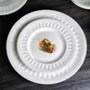 Tigela e Prato de Cerâmica Branca Pura Simples Embossados Utensílios de Mesa Tigela de Jantar Doméstica Tigela para Macarrão Tigela para Sopa Prato para Frango Frito Prato para Bife Prato de Café da Manhã