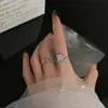 Anillo Abierto Cuadrado de Circonita Plegado Moda Exquisito Versátil Anillo para Dedo Índice Personalidad Lujo Ligero Temperamento Joyería al por Mayor para Mujeres