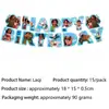Paquete de Decoración para Mesa de Cumpleaños Temática de Moana: Vajilla, Mantel de Fiesta, Platos de Papel, Banderín de Tirar, Servilletas de Papel, Vasos de Papel