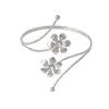 Pulseira de Braço Flor Borboleta Vazada Mais Vendida da Amazon, Pulseira Aberta Ajustável Cravejada de Diamantes, Joia de Mão Estilo Feriado Europeu e Americano