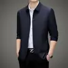 Jaqueta Masculina de Meia-Idade Casaco Top Casual de Negócios Primavera e Outono Jaqueta Masculina Casaco Lapela Botão Escondido Curto Vestido de Pai