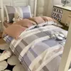 Conjunto de Cama de Três Peças Simples de Algodão Puro para Dormitório de Estudante Universitário, Lençol, Capa de Edredom, Lençol com Elástico Conjunto de Cama de Seis Peças