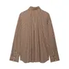 ZA Europa Transfronteiriça Comércio Exterior Roupas Femininas AliExpress Mais Vendido Camisa de Popeline Listrada Solta Slim Fit