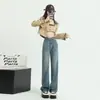 Jeans de cintura alta de pierna ancha para mujer, rectos, holgados, diseño 2024 primavera y otoño, nicho, caída, adelgazantes, pantalones de campana