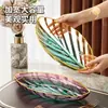 Plato de frutas creativo con colores degradados, plato de hueso transparente de lujo ligero para uso doméstico, plato de postre de grado alimenticio, plato de frutas de lujo ligero