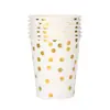 En Stock Mesa de Comedor de Escritorio Estampada en Oro Blanco Mesa de Fiesta Dot Vajilla Platos de Papel Engrosados Tenedores Cucharas Servilletas de Papel Vasos de Papel de Cumpleaños Navidad