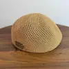 Boina Artística Estilo Japonés, Sombrero de Artista Tejido Transpirable Calado para Primavera y Verano, Versátil y Elegante, Se Puede Usar Hacia Atrás para Hacer que la Cara Parezca Más Pequeña