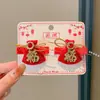 Accesorios para el Cabello de Año Nuevo para Niños Pasador Rojo con Borla Tocado de Felicitaciones de Año Nuevo para Bebé Par de Pinzas con Lazo de Año Nuevo para Niñas
