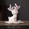 Porta incienso de cerámica de ciervo lindo, mascota de té creativa, decoración de escritorio, quemador de incienso para el hogar, soporte para varillas de incienso, adorno