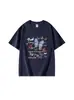 Camiseta Feminina de Algodão Puro, Manga Curta, Corte Solto, Cor Preta, Novo Estilo de Verão, Design de Borboleta com Letras Estilo Americano, Top Solto de Alta Qualidade