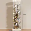 Caixa de armazenamento de pelúcia com zíper, design transparente, para uso doméstico, estilosa e à prova de poeira