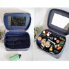 Bolsa de Maquiagem de Luxo PU Transfronteiriça com Espelho, Bolsa de Mão Personalizada de Grande Capacidade com Divisórias para Produtos de Skincare, Adequada para Viagens de Negócios e Armazenamento em Viagens