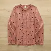 Colección Otoño 2026: Top de Mujer Holgado con Estampado Floral, Cuello Alto, Estilo Japonés, Fresco y Sencillo, Cardigan Camisa de Manga Larga