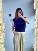Moda de Estilo Coreano Cuello Redondo Tejido Verano Nueva Llegada Estilo Francés Tejido Combinable Top de Aspecto Delgado Ajustado Tejido Manga Corta para Chica Hot