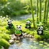 Figura de Panda de Bambú Linda para Paisaje Miniatura Creativo, Accesorio Decorativo para Llavero de Jardinería DIY, Adorno de Escritorio