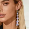 Ez5886 Pendientes de Perlas con Patrón de Porcelana Azul y Blanca Europea y Americana Transfronterizos Moda Retro Pendientes para Mujer