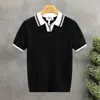 Camiseta fina de punto simple y elegante con cuello camisero para hombre, suéter casual de manga corta de seda helada de moda para hombre, camisa de verano de manga corta