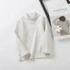 Camiseta Térmica Base para Niñas, Temporada de Otoño, Cuello Medio, Engrosada, Tejido Cepillado, Estilo Nuevo de Primavera, Moda Coreana, Elegante Camiseta Térmica Rayada