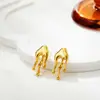 Moda Cruzada Europeia e Americana Ouro 18k Aço Inoxidável Dourado Lava Gota d'Água Pérola Líquida Brincos Irregulares