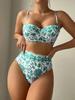 Traje de Baño Sexy de Verano para Mujer Europeo y Americano Transfronterizo con Abertura, Tirantes, Triángulo, Bikini de Cintura Alta, Traje de Baño de Playa para Comercio Exterior