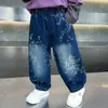 Ropa de Otoño para Niños Niños Flores de Glicina Bordadas Jeans Pantalones Largos Estilo Otoño Niños Bebé Jogger Jeans de Pierna Recta