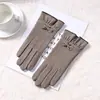 Guantes cálidos, lindos y gruesos de terciopelo, resistentes al frío, con pantalla táctil, para ciclismo al aire libre, conducción, guantes de terciopelo alemán para mujer, otoño e invierno